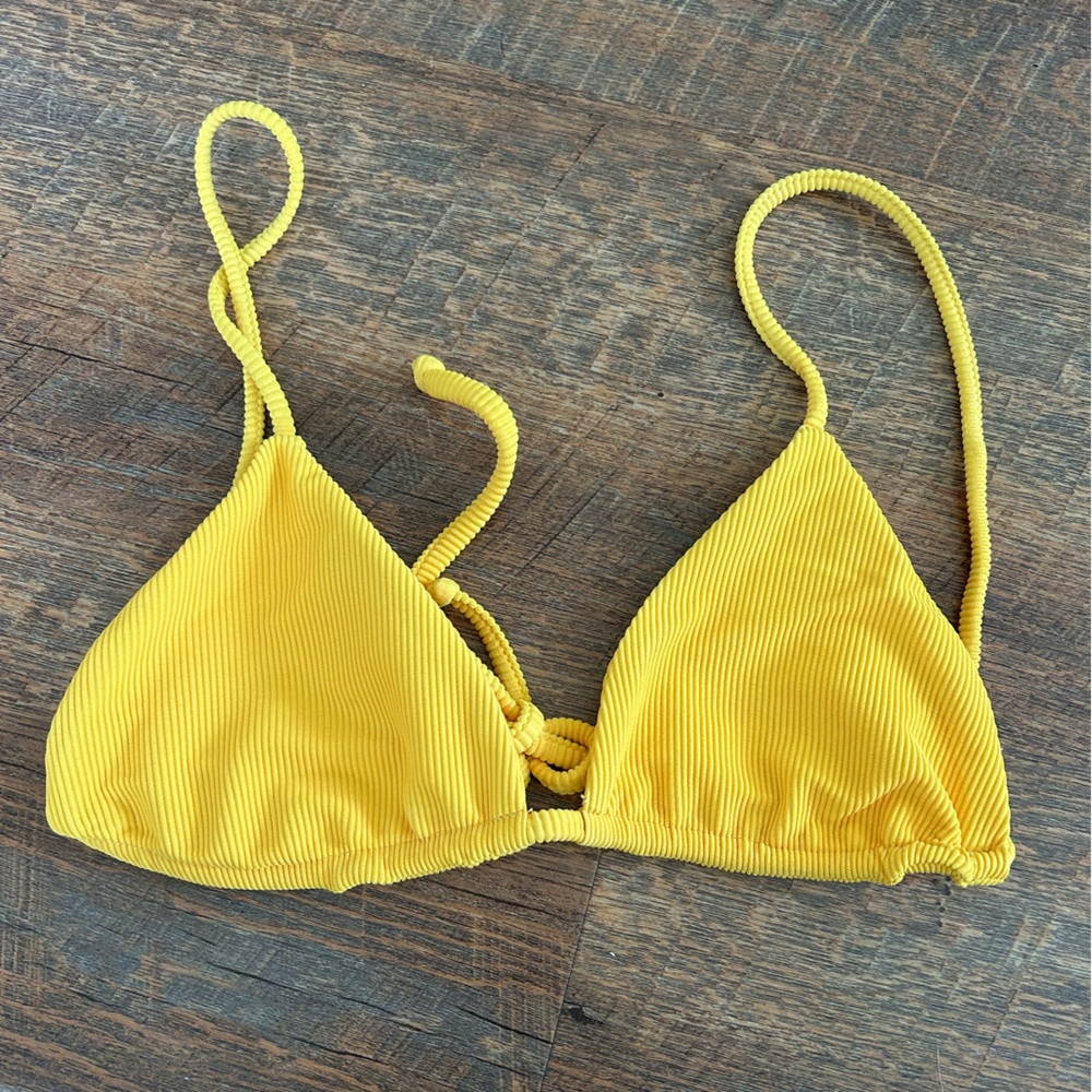 Skin by Same Yellow Ribbed Bikini Top
